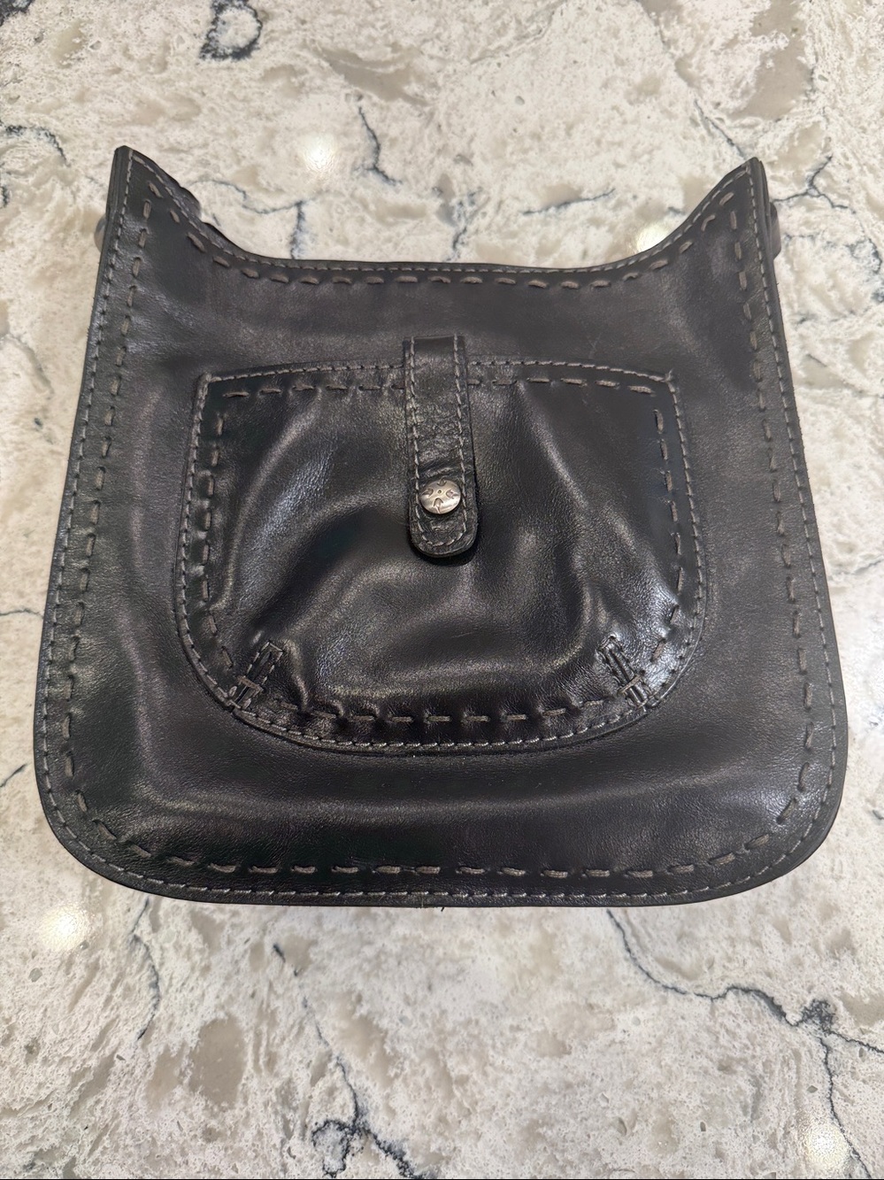 Patricia Nash Black Leather Crossbody Pouch Bag - Missing Strap